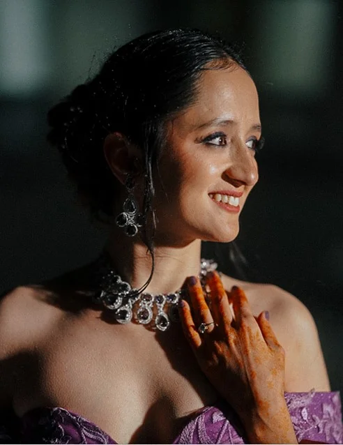 Couple posing during their engagement shoot.