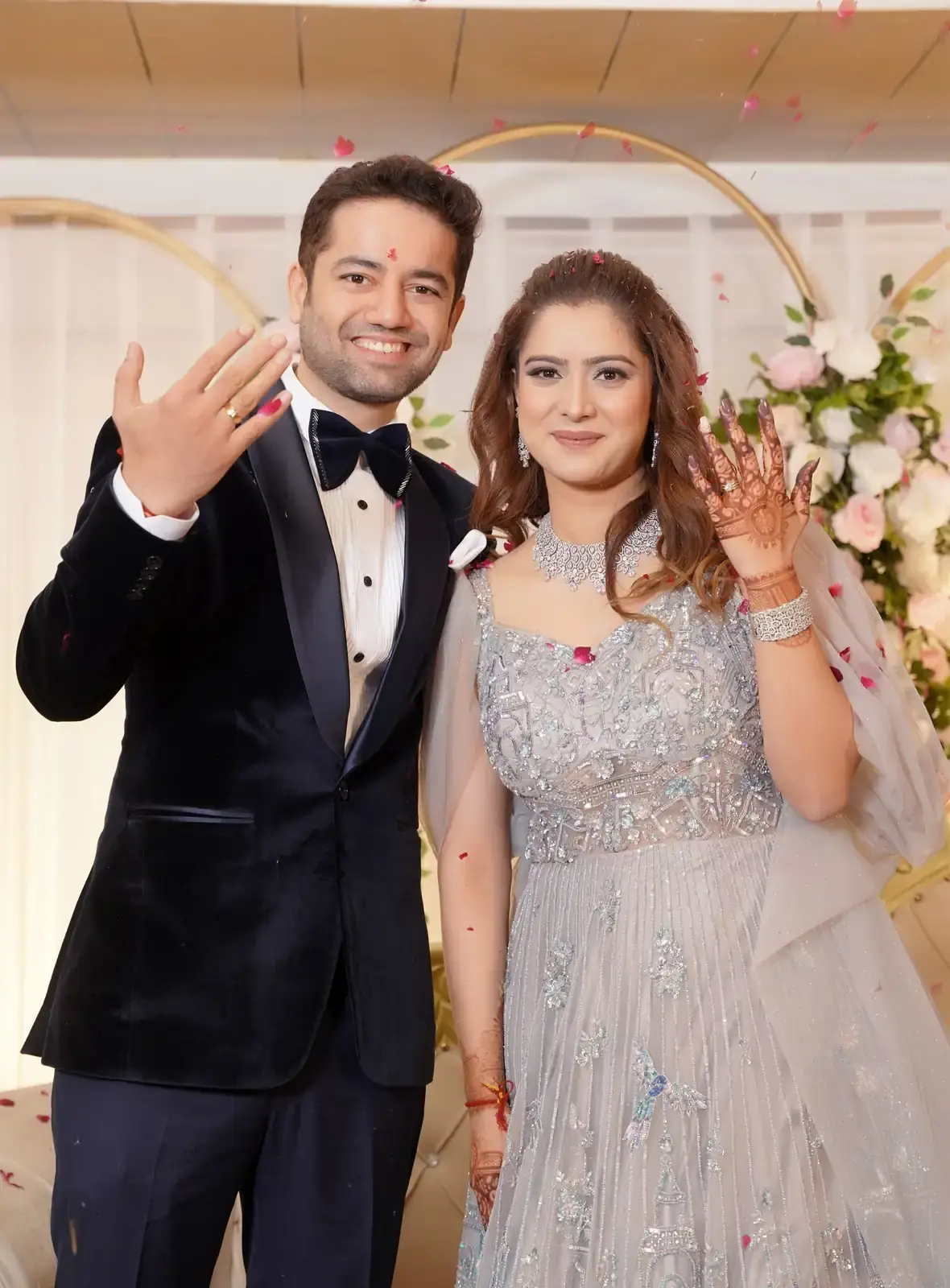 Outdoor engagement shoot with couple together.