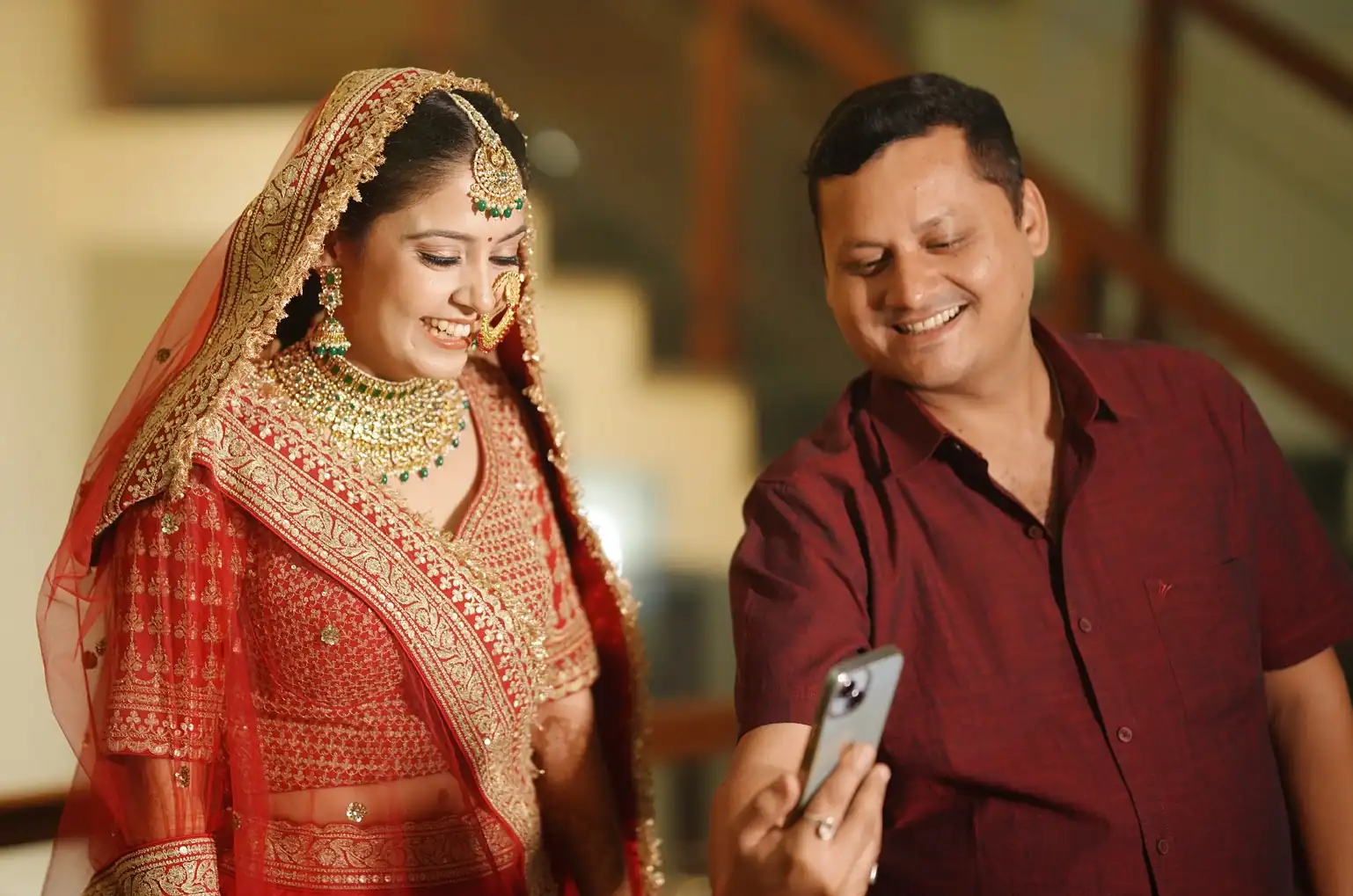 Candid wedding moment capturing bride and groom during ceremony