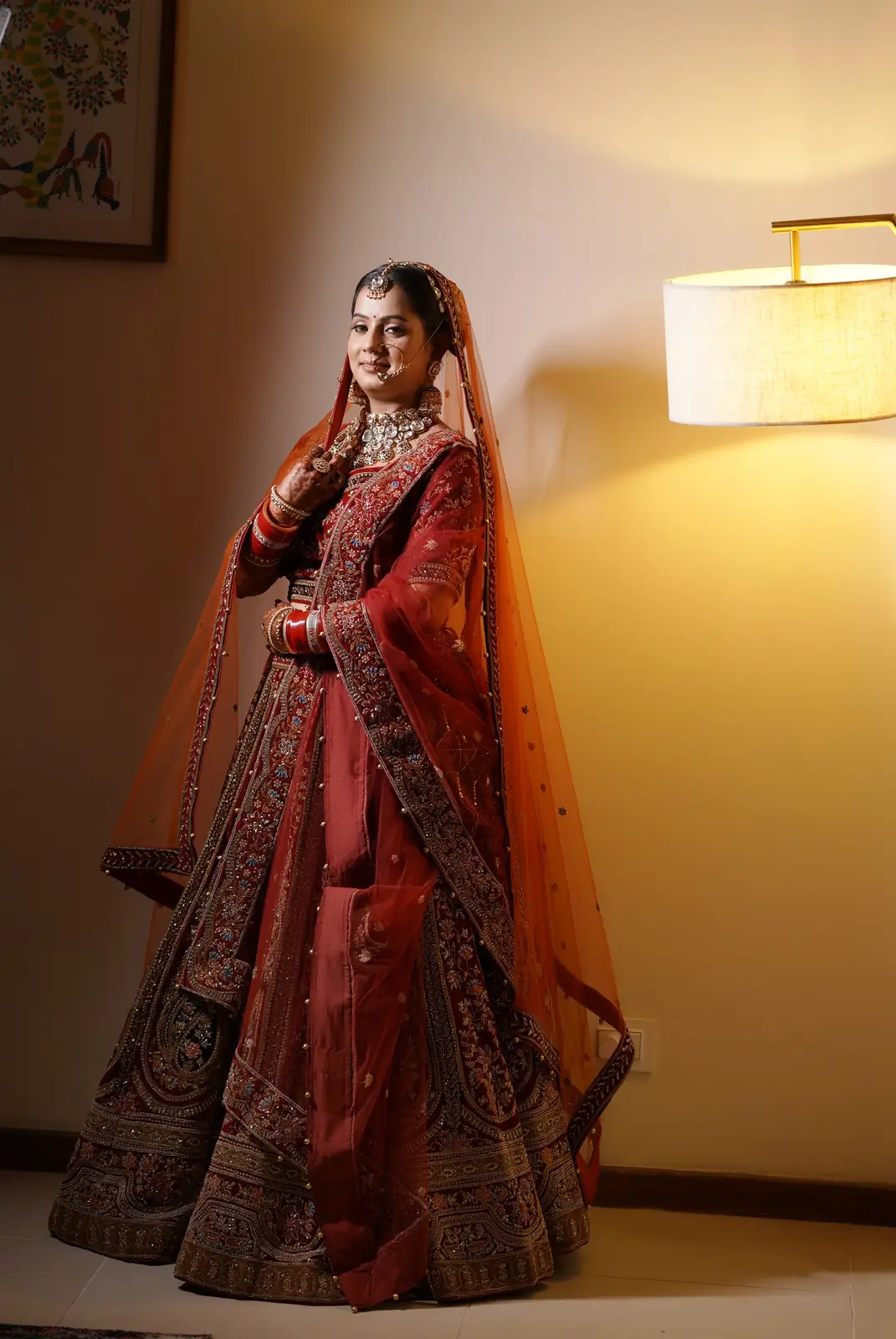 Bride and groom standing together for a formal wedding portrait