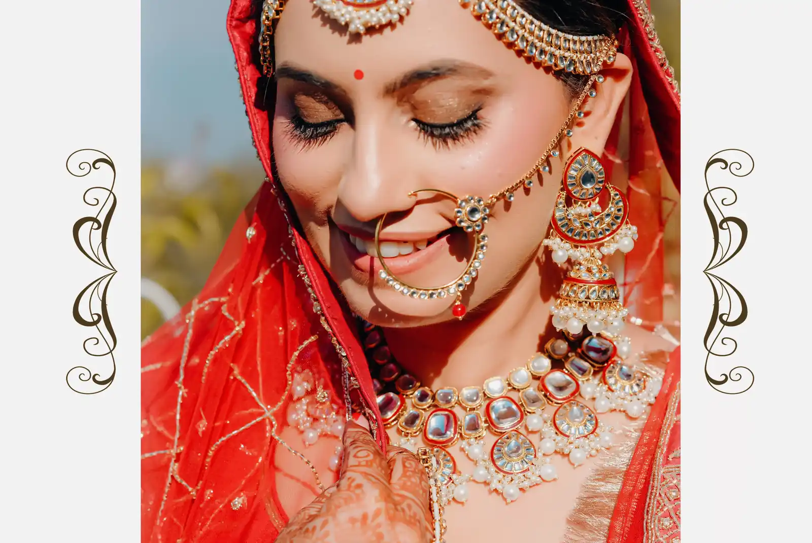 Wedding couple standing in a romantic pose.